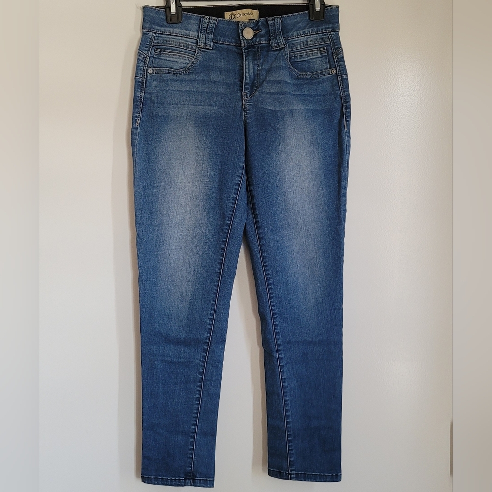 Democracy Jeans Women's Sz 4 Blue Pants "Ab Technology" Stretchy Mid-Rise Skinny